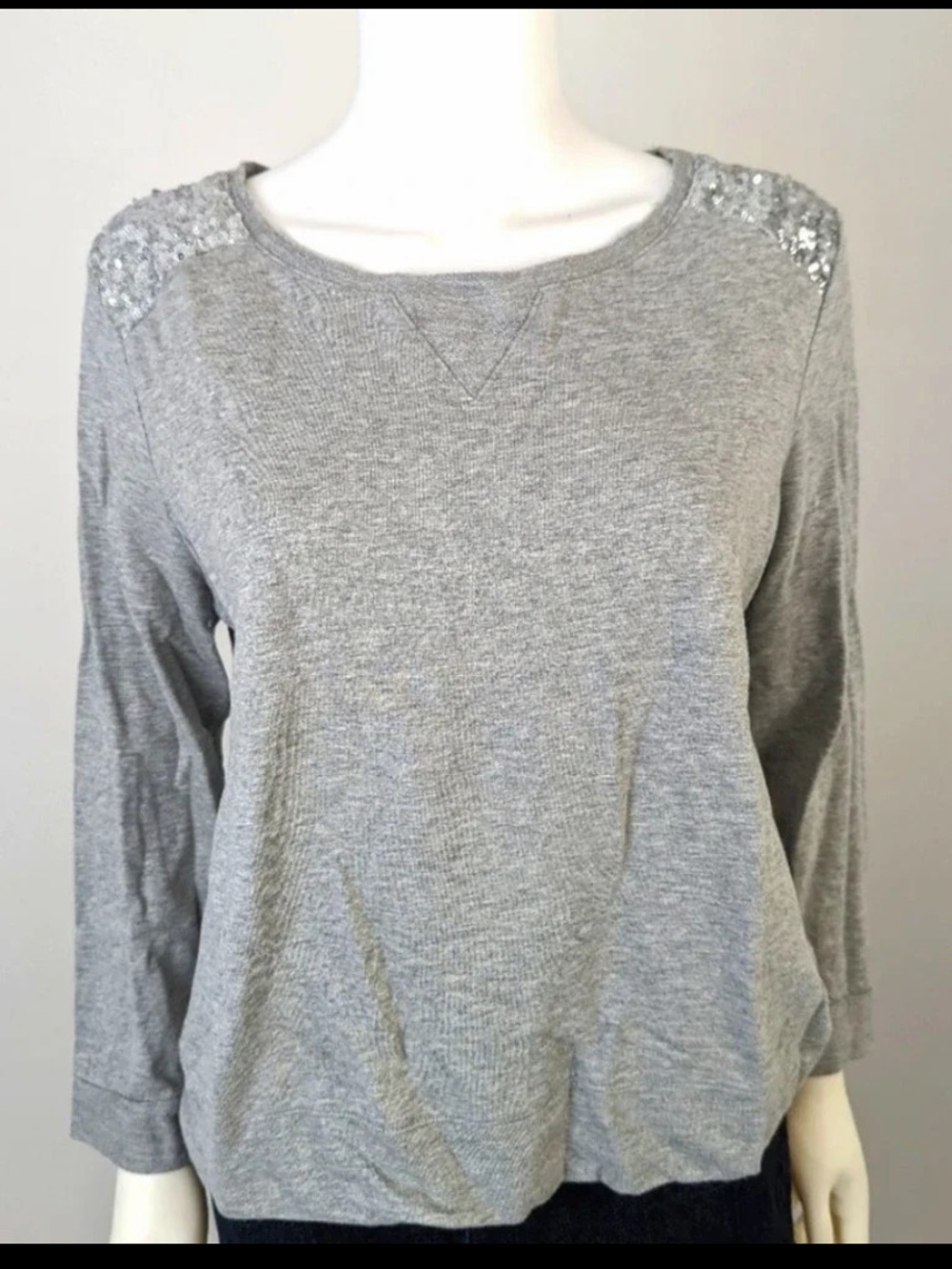 New Directions Weekend Gray Sequin-Accent Women's Sweatshirt